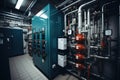 A modern house boiler room with a heating system Royalty Free Stock Photo