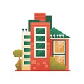 Modern house building, real estate, front view vector Illustration on a white background Royalty Free Stock Photo
