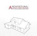 Modern house building vector. Architectural drawings 3d illustration