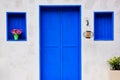 Modern house with colorful blue door and window Royalty Free Stock Photo