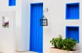 Modern house with colorful blue door and window Royalty Free Stock Photo