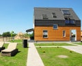 Modern House Construction. Solar water heating SWH systems use roof solar panels. Home Skylights, Dormer, Ventilation.