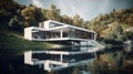 Modern House - Contemporary design - Generative AI, AI generated Royalty Free Stock Photo