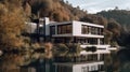 Modern House - Contemporary design - Generative AI, AI generated Royalty Free Stock Photo