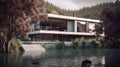 Modern House - Contemporary design - Generative AI, AI generated Royalty Free Stock Photo