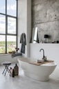 Modern house with contemporary interior in white bathroom Royalty Free Stock Photo