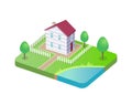 Modern House 3D Vector Isolated, Cottage Building Royalty Free Stock Photo