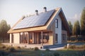 sustainable home with solar panels on roof, generative AI Royalty Free Stock Photo