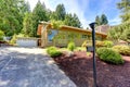 Modern house exterior with curb appeal. View from driveway Royalty Free Stock Photo