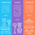 Modern house furniture linear poster set