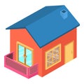 Modern house icon isometric vector. One story house with outdoor balcony icon Royalty Free Stock Photo