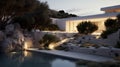 Modern House Illuminated By Evening Light: Vray, Greek Art, Architecture