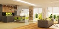 Modern house interior in scandinavian style/ 3d rendering Royalty Free Stock Photo