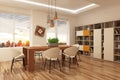 Modern house interior in scandinavian style/ 3d rendering