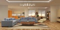 Modern house interior in scandinavian style/ 3d rendering