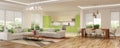 Modern house interior in scandinavian style/ 3d rendering