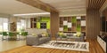 Modern house interior in scandinavian style/ 3d rendering Royalty Free Stock Photo