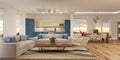 Modern house interior in scandinavian style/ 3d rendering