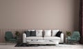 Modern house living room and mock up furniture interior design and brown wall texture background Royalty Free Stock Photo