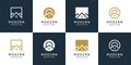 Modern house logo collection unique shape concept Premium Vector