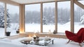 Modern house in luxurious style in winter evening Ai Generated