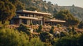 Modern House On The Mountain Side Atmospheric And Moody Landscapes In Mediterranean-inspired Style
