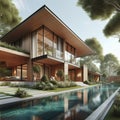 modern house with a natural concept Royalty Free Stock Photo