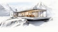 Modern Chalet Sketch: Clear Edge Definition, Light Amber, And White