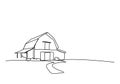 Modern house. One line drawing vector illustration