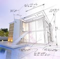 Modern house with pool architecture project draft