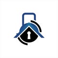 modern house protection home security logo design vector template illustration