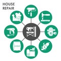 Modern house repair Infographic design template with icons. Home repairing Infographic visualization in bubble design on