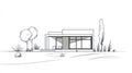 Modern House Sketch Exterior Minimalist Architecture. Royalty Free Stock Photo