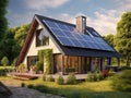 Modern house with solar panels installed