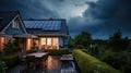 Modern house with solar panels Royalty Free Stock Photo