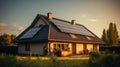 Modern house with solar panels Royalty Free Stock Photo