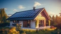 Modern house with solar panels Royalty Free Stock Photo