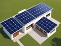 Modern house with solar panels on the roof, generative ai. Alternative electricity source. Renevable energy green powe