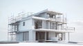 Modern House Under Construction With Scaffolding Royalty Free Stock Photo