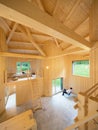 Interior of modrn wooden house Royalty Free Stock Photo