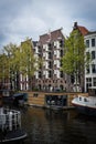 Modern houseboat in amsterdam