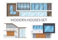 Modern houses set, real estate signs in flat style. Vector illustration Royalty Free Stock Photo