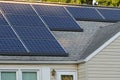 Modern houses with solar panels on the roof for alternative energy Royalty Free Stock Photo