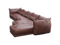 Modern huge brown corner leather sofa with chaise lounge. 3d render