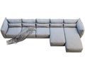 Modern huge gray corner fabric sofa with chaise lounge. 3d render