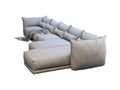 Modern huge gray corner fabric sofa with chaise lounge. 3d render