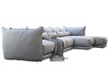 Modern huge gray corner fabric sofa with chaise lounge. 3d render