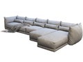 Modern huge gray corner fabric sofa with chaise lounge. 3d render