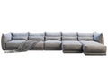 Modern huge gray corner fabric sofa with chaise lounge. 3d render