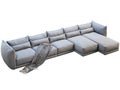 Modern huge gray corner fabric sofa with chaise lounge. 3d render